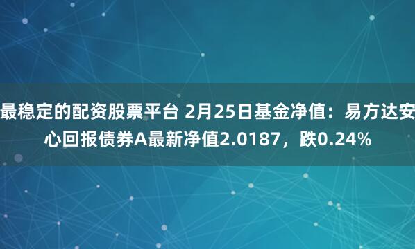 最稳定的配资股票平台 2月25日基金净值：易方达安心回报债券A最新净值2.0187，跌0.24%