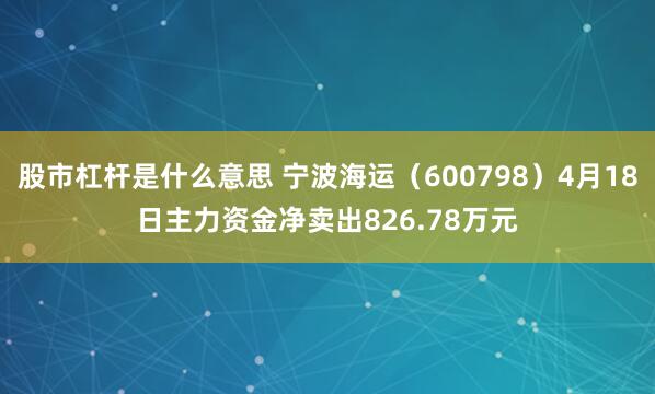 股市杠杆是什么意思 宁波海运（600798）4月18日主力资金净卖出826.78万元